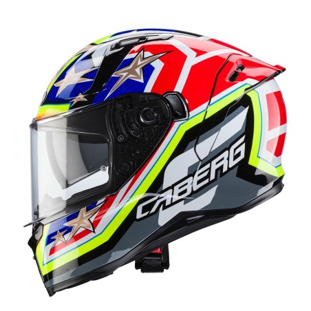 Casco Caberg Avalon-X Track rosso, blu, nero e giallo fluo