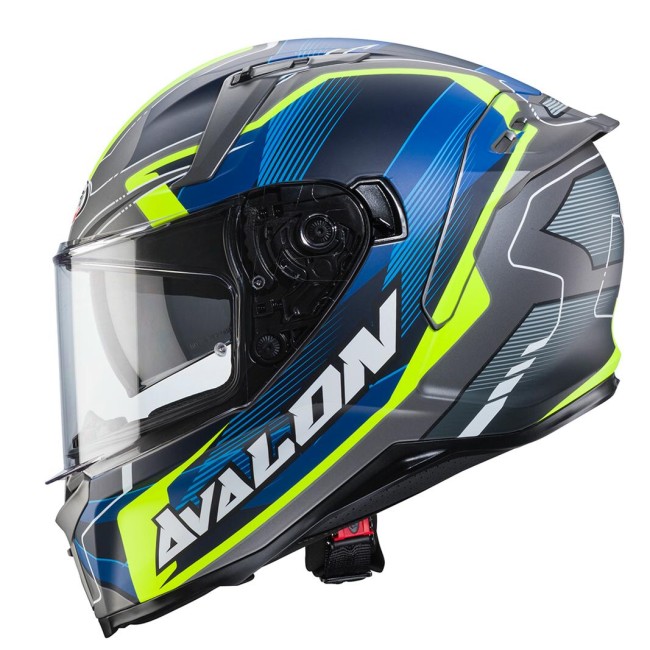 Casco Caberg Avalon-X Optic grigio, blu e giallo fluo opaco