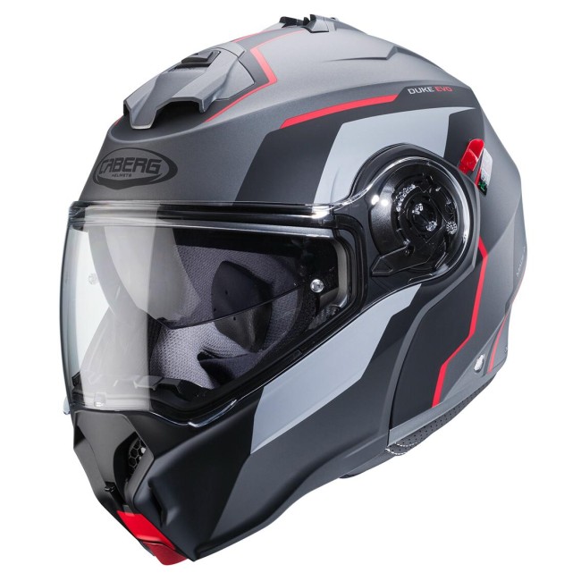 Casco Caberg Duke Evo apribile doppia visiera Move grigio opaco, nero e rosso