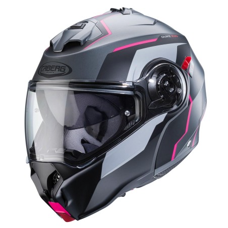 Casco Caberg Duke Evo apribile doppia visiera Move grigio opaco, nero e fucsia