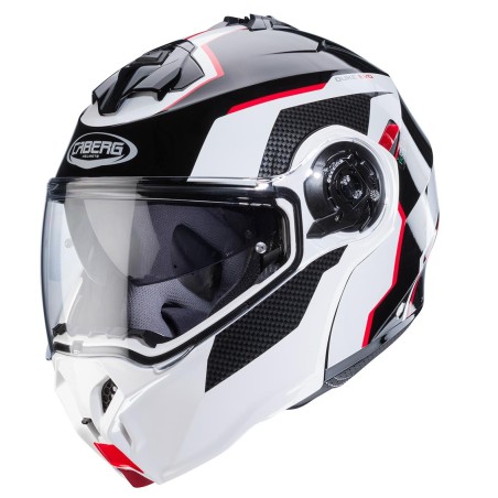 Casco Caberg Duke Evo apribile doppia visiera Move nero, bianco e rosso