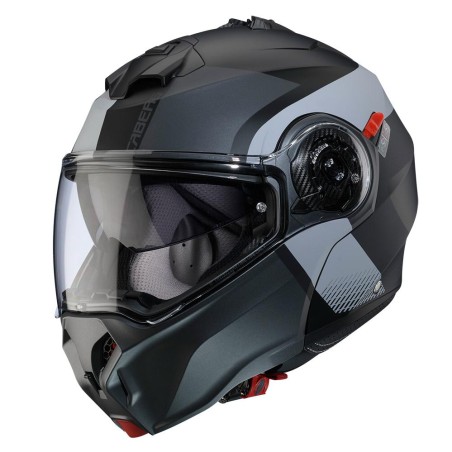 Casco Caberg Duke Evo apribile doppia visiera Indy nero opaco e grigio