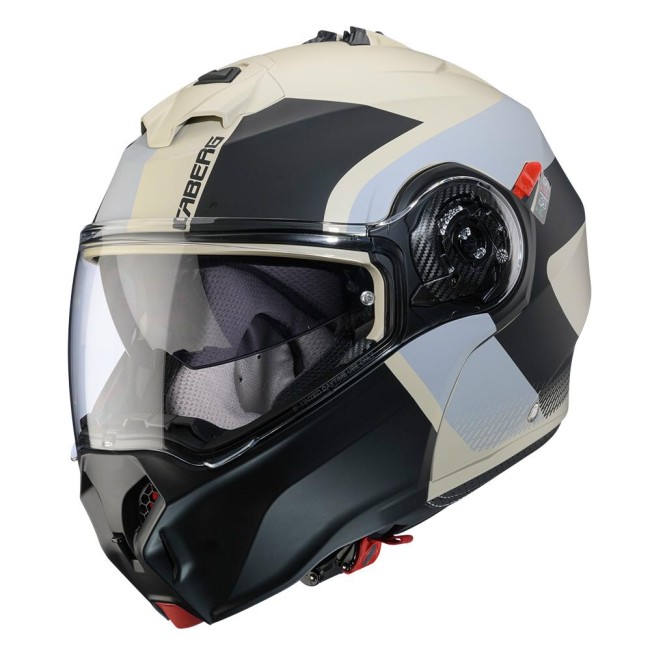 Casco Caberg Duke Evo apribile doppia visiera Indy sabbia opaca nero e grigio