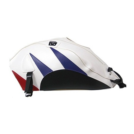 Copriserbatoio Bagster per Honda CBR 1000RR 12-16 in similpelle bianco con deco blu baltico e rosso