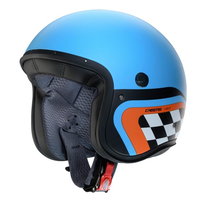 Casco Caberg Freeride-X Daytona superleggero in fibra azzurro, nero e arancio opachi