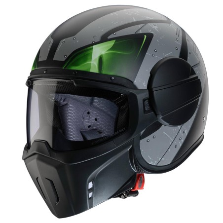 Casco Caberg Ghost-x in fibra Vyrus nero, grigio e verde fluo