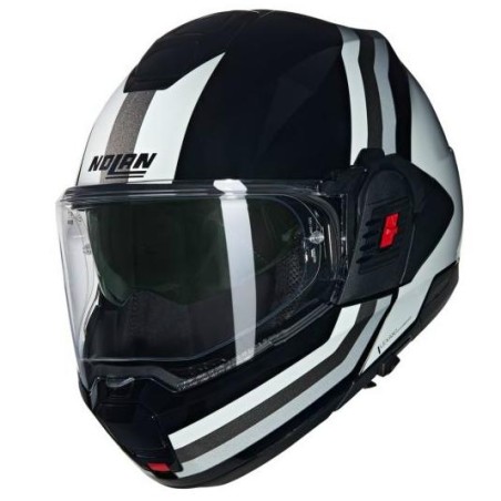 Casco apribile Nolan N120-1 Lineo nero, bianco e argento lucido