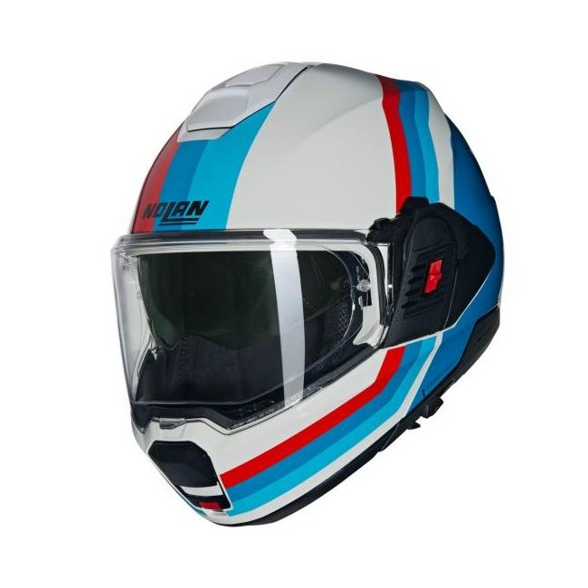 Casco apribile Nolan N120-1 Lineo bianco, blu e rosso lucido