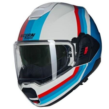 Casco apribile Nolan N120-1 Lineo bianco, blu e rosso lucido