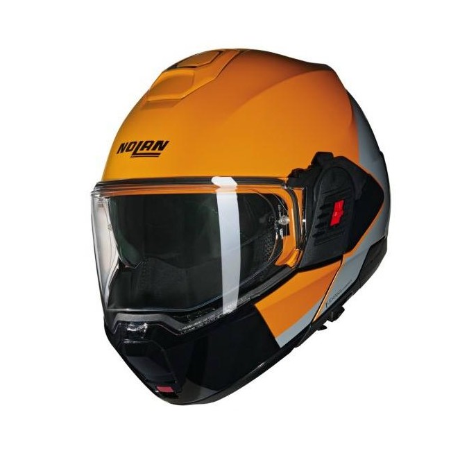 Casco apribile Nolan N120-1 Grafo arancione, grigio e nero lucido