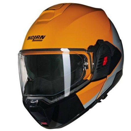 Casco apribile Nolan N120-1 Grafo arancione, grigio e nero lucido