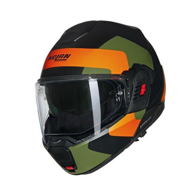 Casco apribile Nolan N120-1 Omocromo nero, arancione e verde militare opachi