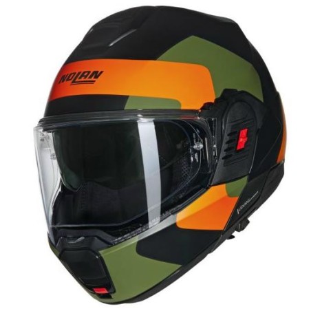 Casco apribile Nolan N120-1 Omocromo nero, arancione e verde militare opachi