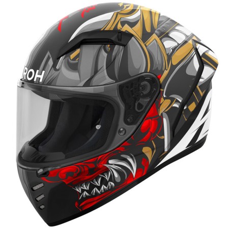 Casco integrale Airoh Connor Samurai nero, grigio e rosso opachi