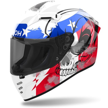 Casco integrale Airoh Connor Nations bianco, blu e rosso