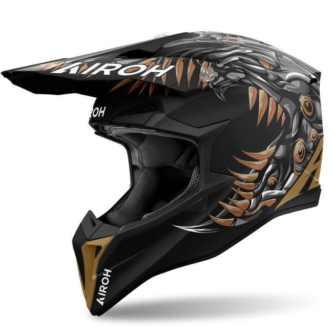 Casco Airoh enduro Wraaap Cyborg nero e grigio opaco