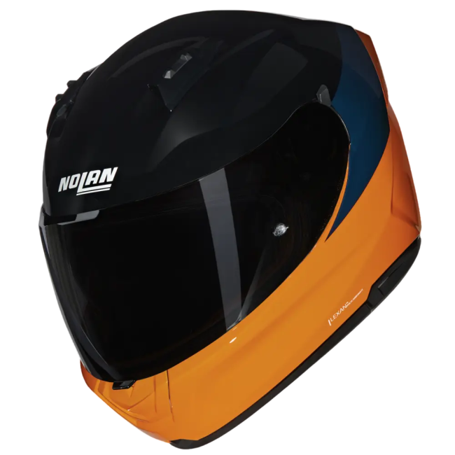 Casco integrale Nolan N60-6 Verniciatura Speciale arancione, nero e blu lucido