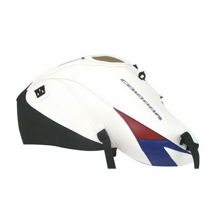 Copriserbatoio Bagster per Honda CB 1000R 08-17 in similpelle bianco, punta blu e rosso scuro