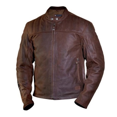 Giacca da moto in pelle Roland Sands Design da uomo mod. ENZO MAHOGANY