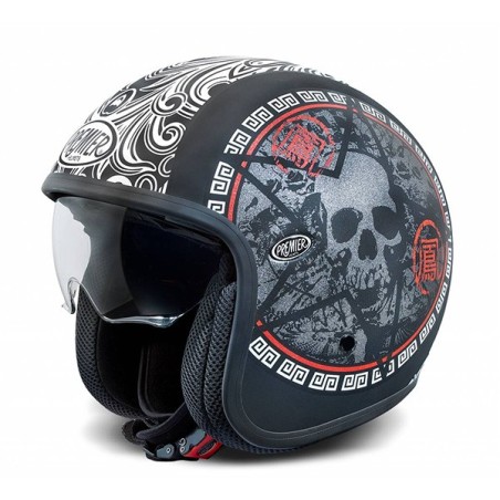 Casco Premier Jet Vintage grafica SK nero opaco