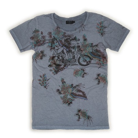 T-Shirt Rude Riders da uomo Mood Indigo con stampa e collo a V