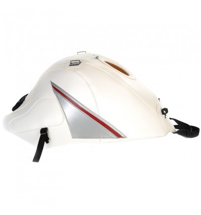 Copriserbatoio Bagster per Suzuki GSX 1300 R Hayabusa in similpelle bianco, argento e rosso