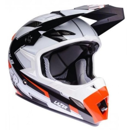 Casco Lazer enduro MX8 Geotech Carbon bianco e arancio