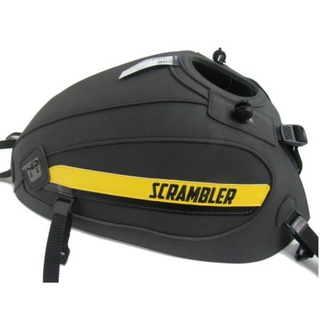 Copriserbatoio Bagster per Ducati Scrambler 800 in similpelle nero opaco, nero e giallo oro