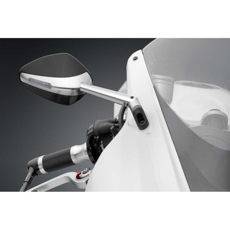 Specchietto universale biposizione Rizoma Veloce L Sport argento con indicatore led