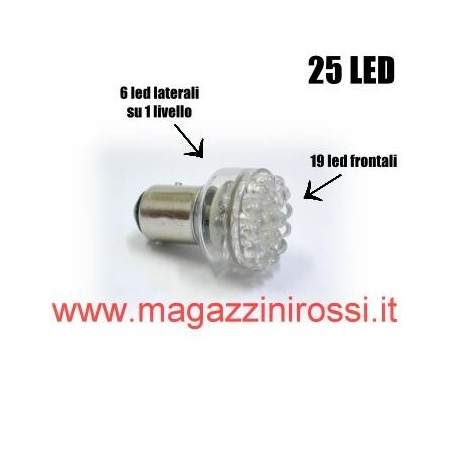 Lampadina stop biluce BAY15D a 25 led rossi multidirezi