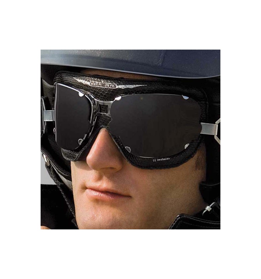 Occhiali da moto Baruffaldi Supercompetition con montatura cromo e pelle  rosso imperiale