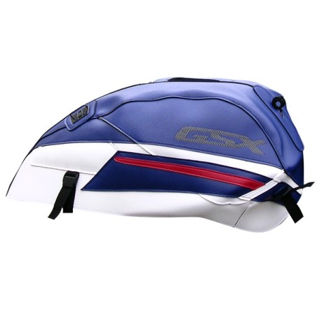 Copriserbatoio Bagster per Suzuki GSX 1400 in similpelle blu, bianco e rosso