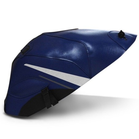 Copriserbatoio Bagster per Yamaha YZF R6 03-05 in similpelle blu baltico e acciaio