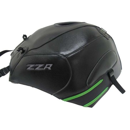 Copriserbatoio Bagster per Kawasaki ZZR1400 in similpelle nero, nero opaco e verde