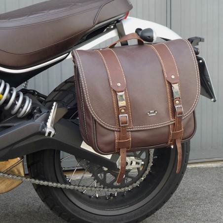 Borsa laterale MCJ Business in pelle marrone per Ducati Scrambler