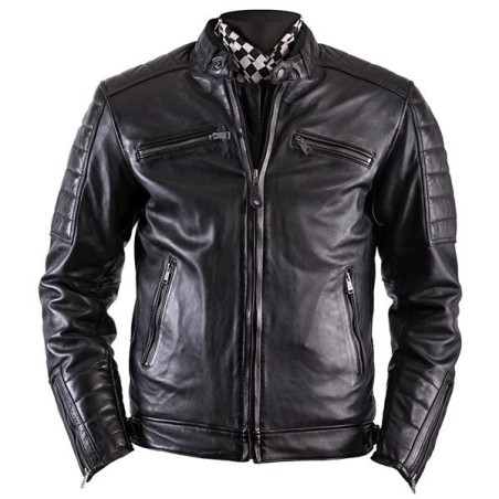 Giacca da moto in pelle Helstons Cruiser Cuir Rag nera