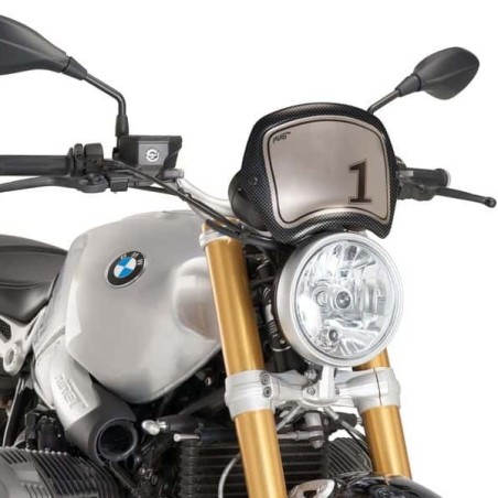 Cupolino Puig con tabella portanumero per BMW R-Nine T carbonio