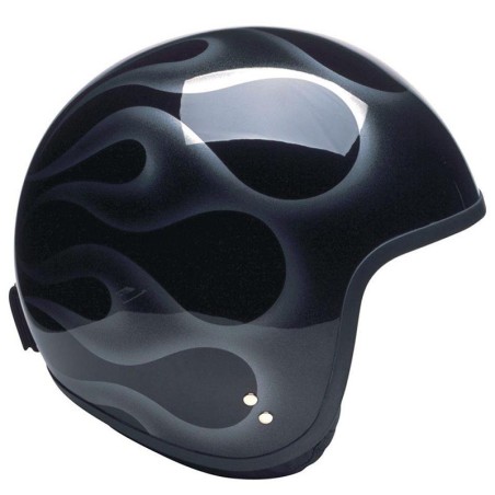 Casco Davida Jet Helmet grafica Silver Flames nero