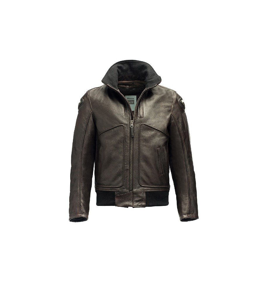 Giacca da moto in pelle Blauer Thor marrone