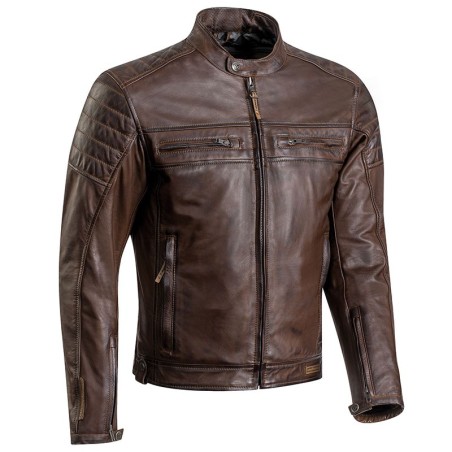 Giacca da moto in pelle Ixon Torque impermeabile marrone