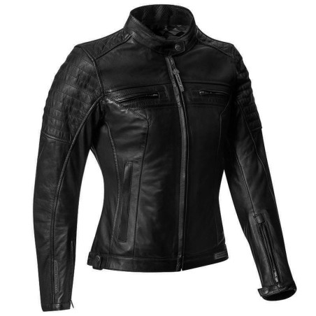 Giacca moto in pelle da donna Ixon Torque Lady impermeabile nera