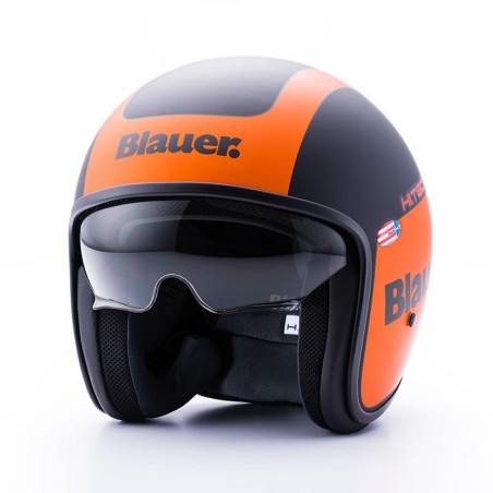 Casco Blauer Pilot 1.1 con visierino a scomparsa arancio e nero