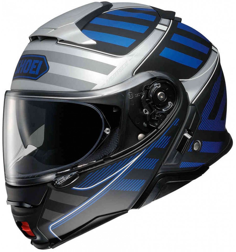 Casco Shoei Neotec 2 apribile Splicer TC-2 blu e argento