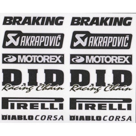 Set adesivi 20x24 cm Braking, Akrapovic, Motorex...