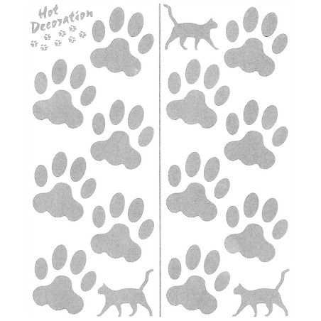 Set adesivi 20x24 cm Orme Gatto Argento