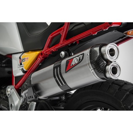 Terminale Slip On Zard in acciaio per Moto Guzzi V85 TT dal 2019