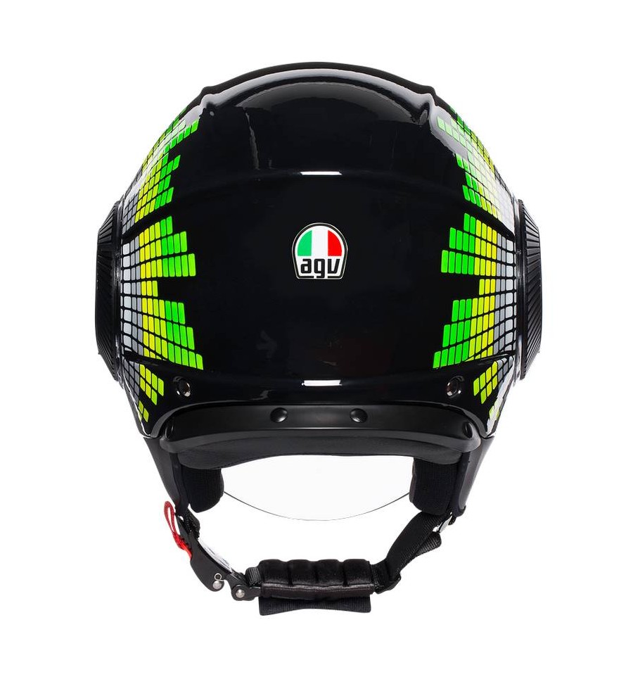 Casco Jet AGV Orbyt Ginza doppia visiera nero giallo e verde