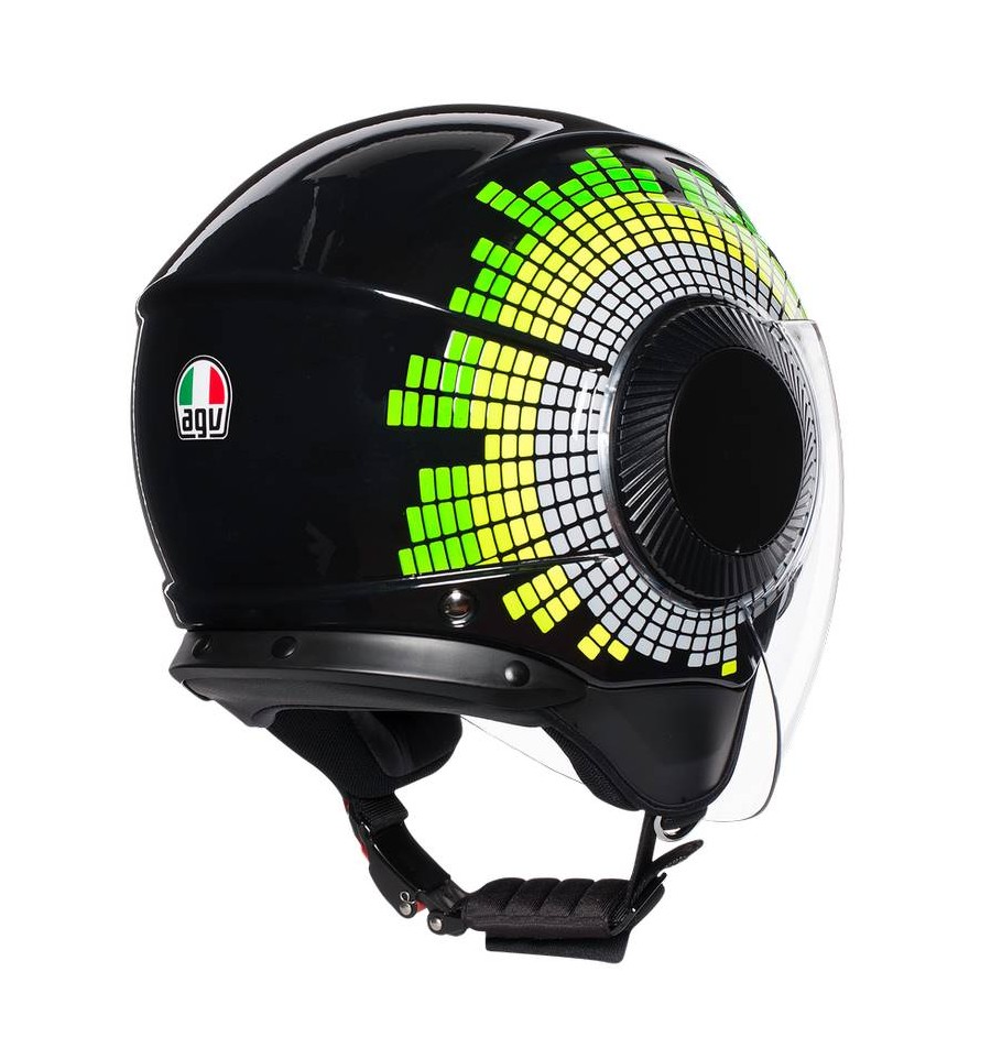 Casco Jet AGV Orbyt Ginza doppia visiera nero giallo e verde