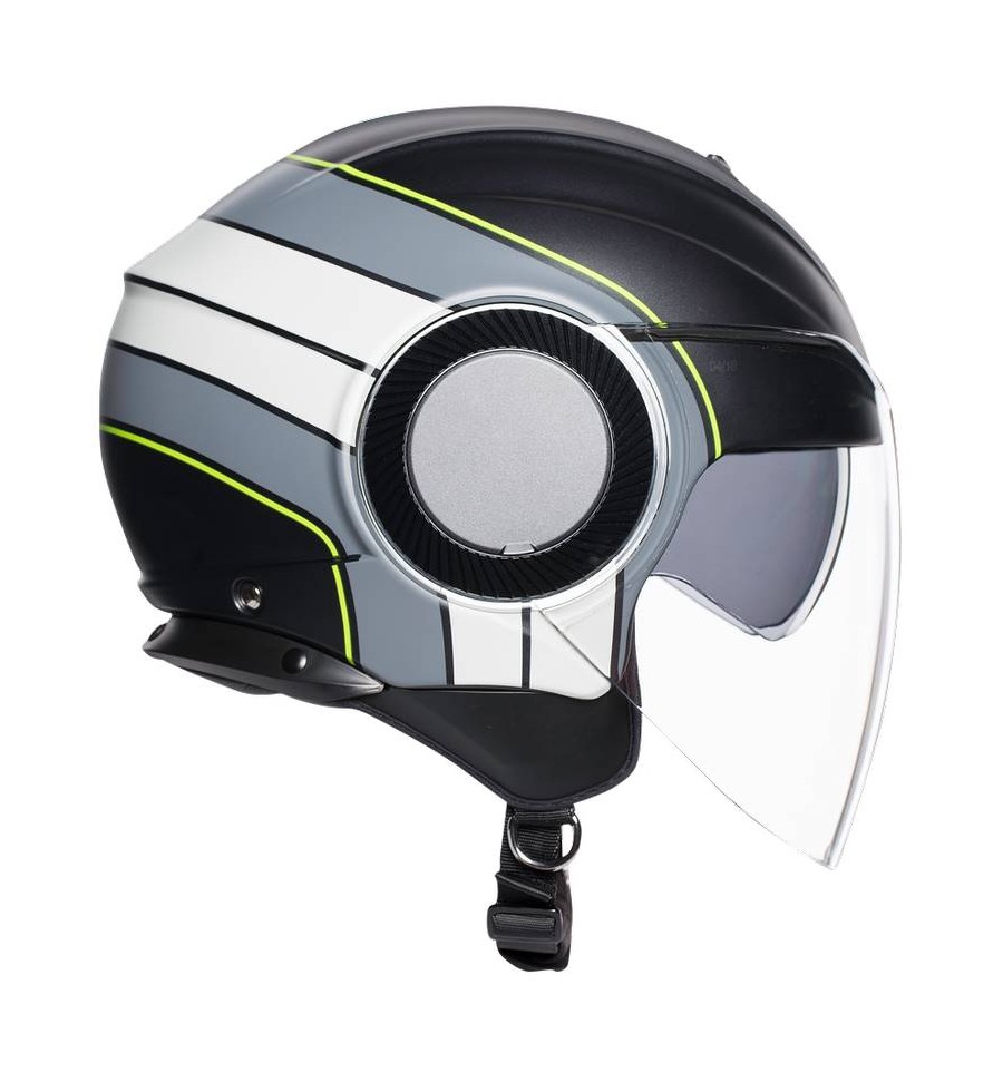 Casco Jet AGV Orbyt Brera doppia visiera nero grigio e giallo