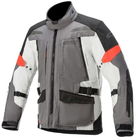 Giacca da moto Alpinestars Valparaiso V3 Drystar 3 strati grigia nera e rossa